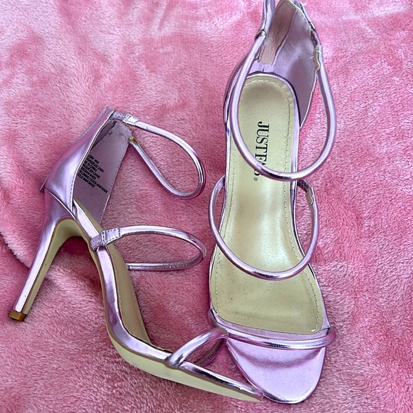 ￼Pink metallic heels , 3 inches NEVER WORN - Picture 1 of 4